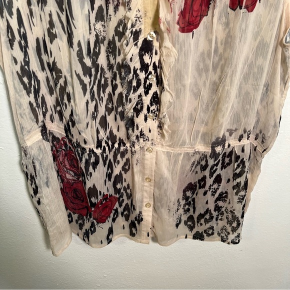 Jonathan Martin Button Down Blouse Beige Animal Print Floral 2X - Picture 5 of 13